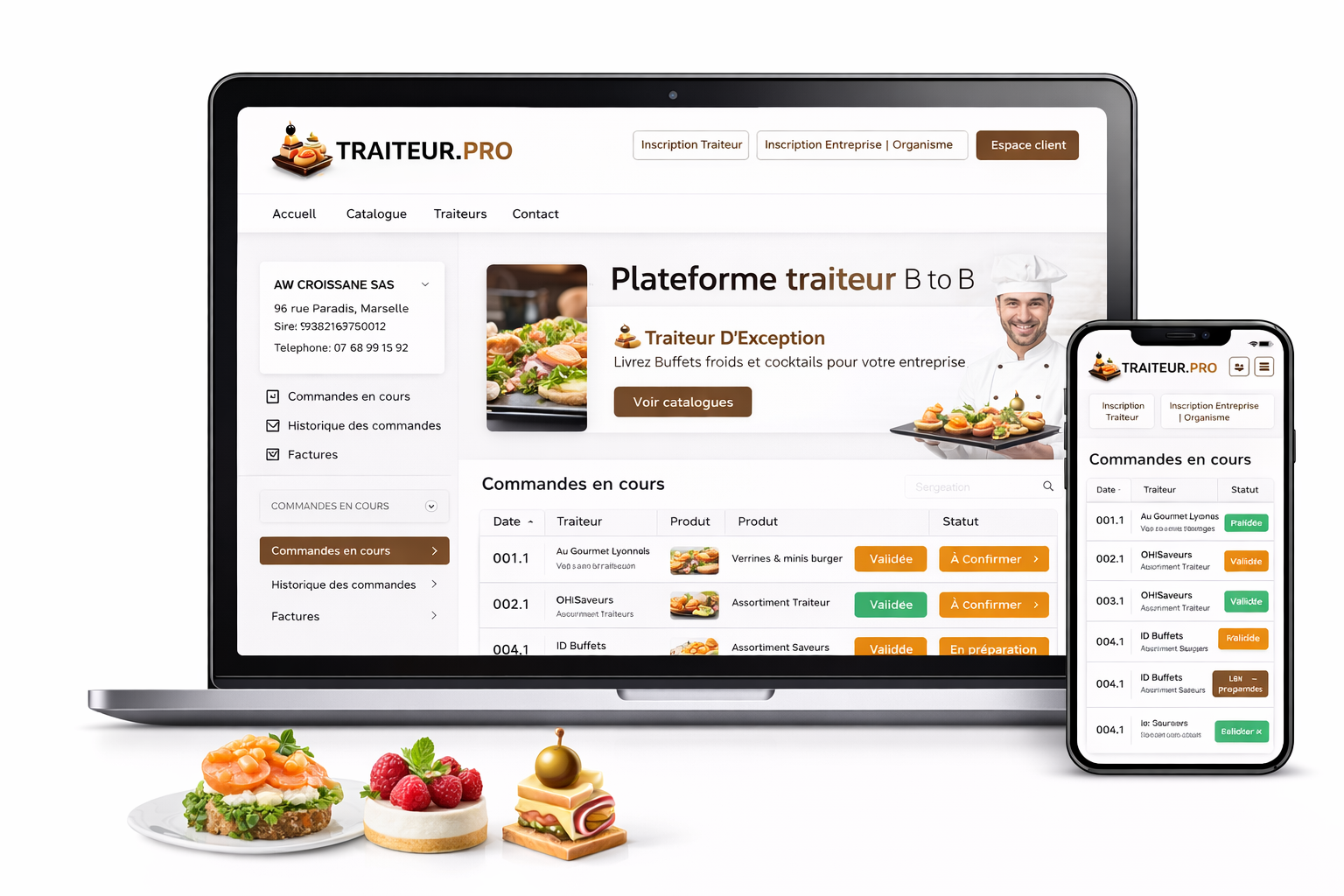 Interface TRAITEUR.PRO sur ordinateur et mobile